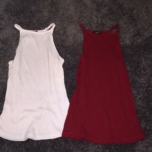 Red & White Crop Top Tank Tops